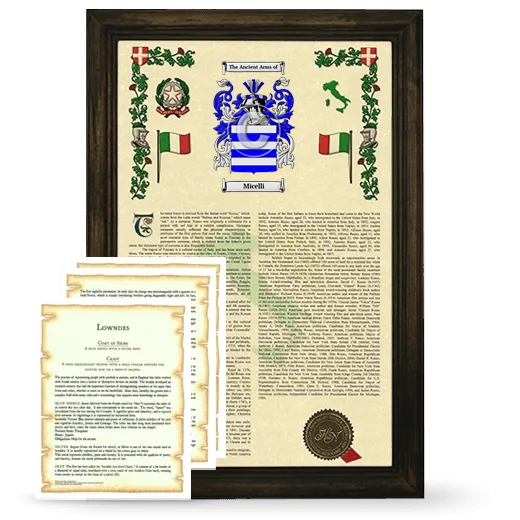 Micelli Framed Armorial History and Symbolism - Brown