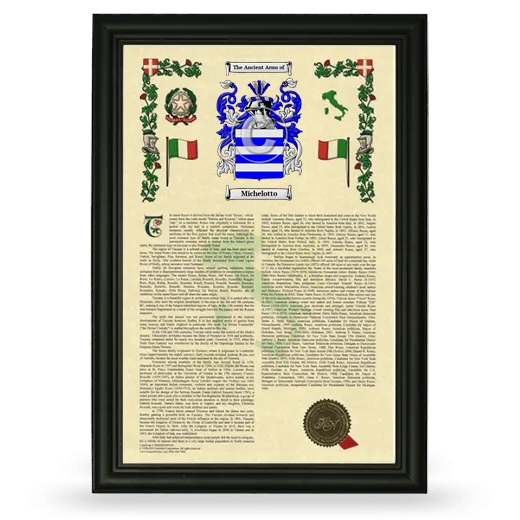 Michelotto Armorial History Framed - Black