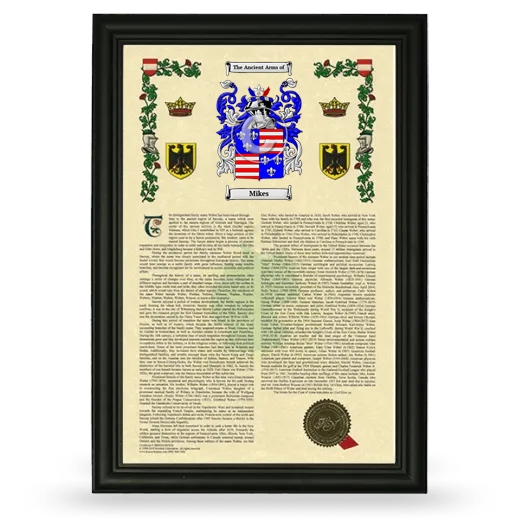 Mikes Armorial History Framed - Black