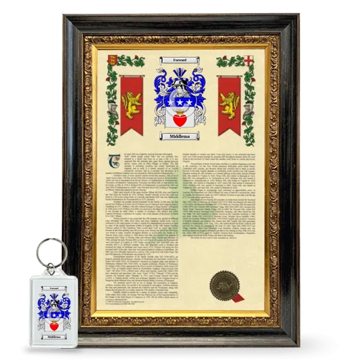 Middlema Framed Armorial History and Keychain - Heirloom