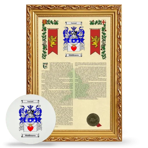 Middlemess Framed Armorial History and Mouse Pad - Gold