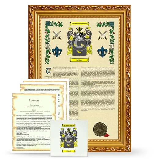 Minot Framed Armorial, Symbolism and Large Tile - Gold