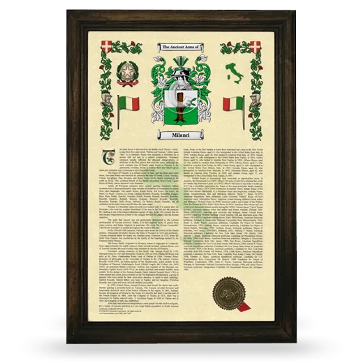 Milanci Armorial History Framed - Brown