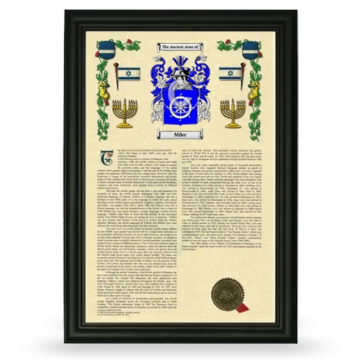 Miler Armorial History Framed - Black