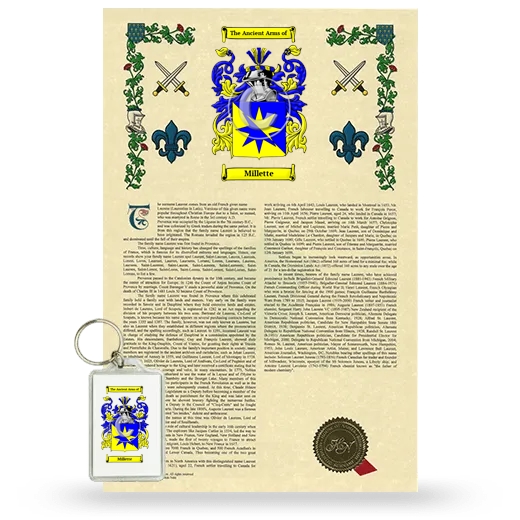 Millette Armorial History and Keychain Package