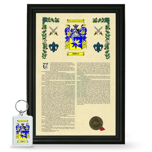 Millette Framed Armorial History and Keychain - Black