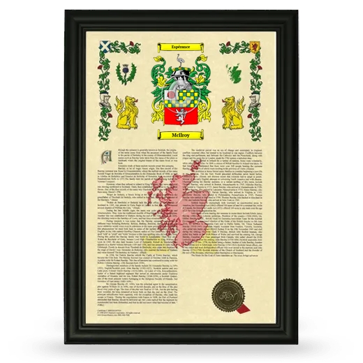 McIlroy Armorial History Framed - Black