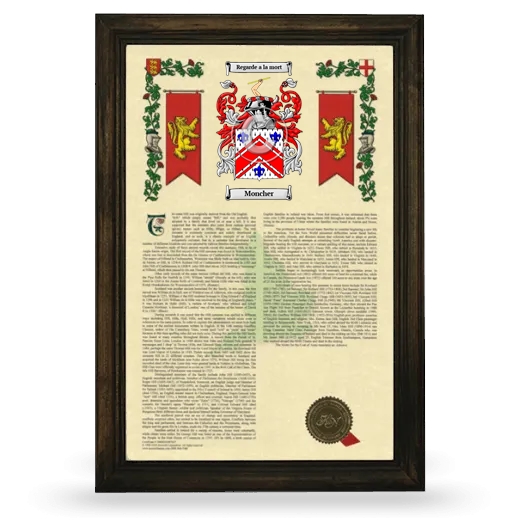 Moncher Armorial History Framed - Brown