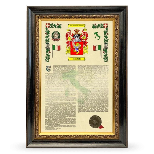 Minotillo Armorial History Framed - Heirloom