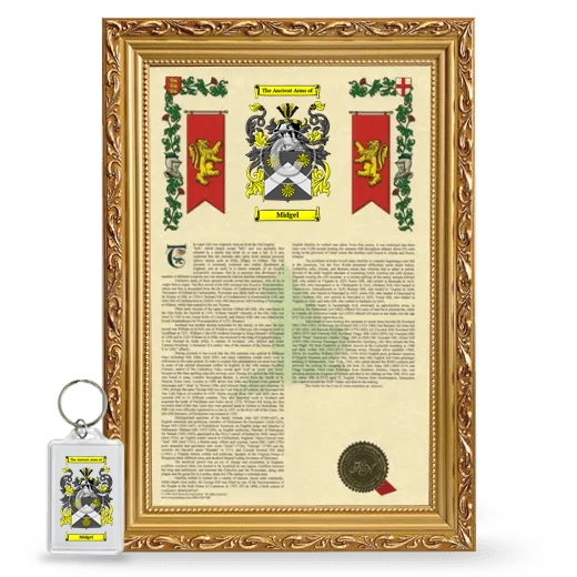 Midgel Framed Armorial History and Keychain - Gold