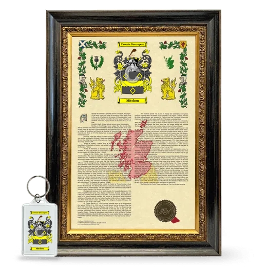 Mitchon Framed Armorial History and Keychain - Heirloom