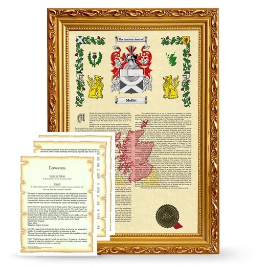 Moffet Framed Armorial History and Symbolism - Gold