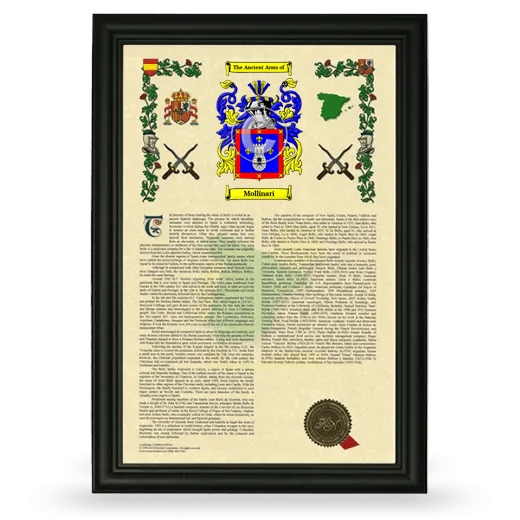 Mollinari Armorial History Framed - Black