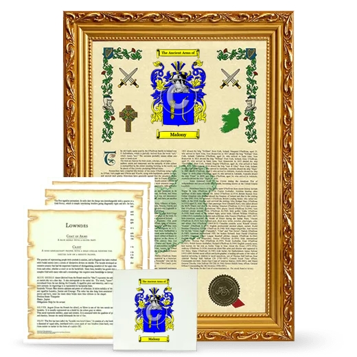 Malony Framed Armorial, Symbolism and Large Tile - Gold