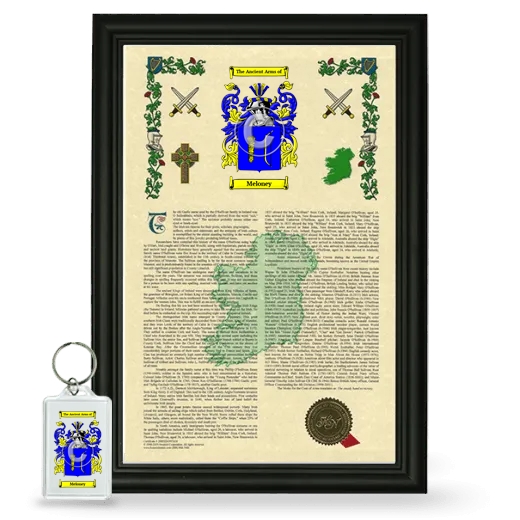 Meloney Framed Armorial History and Keychain - Black
