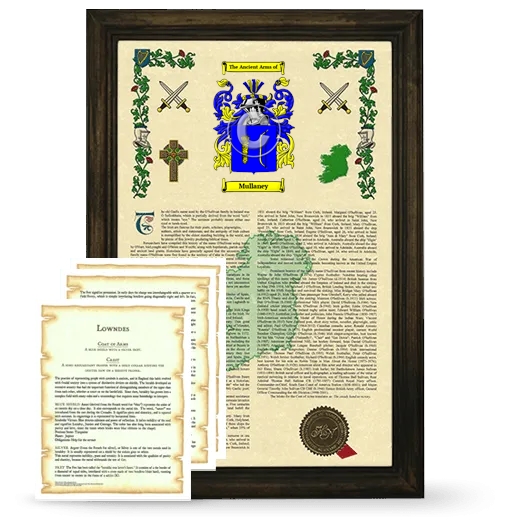 Mullaney Framed Armorial History and Symbolism - Brown