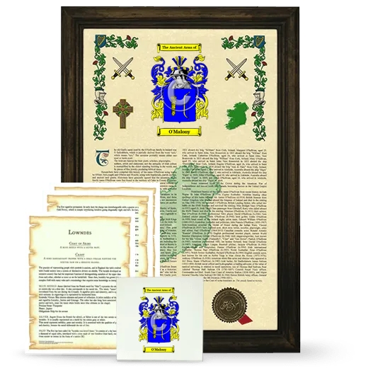 O'Malony Framed Armorial, Symbolism and Large Tile - Brown