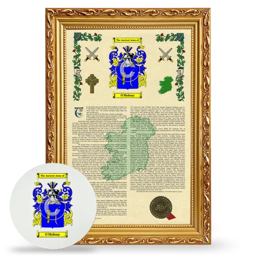 O'Molony Framed Armorial History and Mouse Pad - Gold