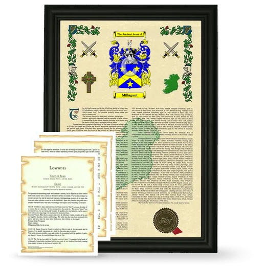 Millagant Framed Armorial History and Symbolism - Black