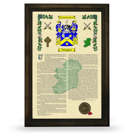 Monagghan Armorial History Framed - Brown