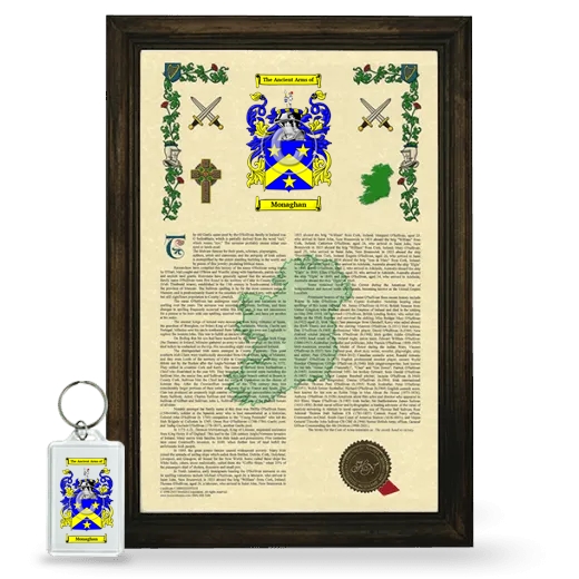 Monaghan Framed Armorial History and Keychain - Brown