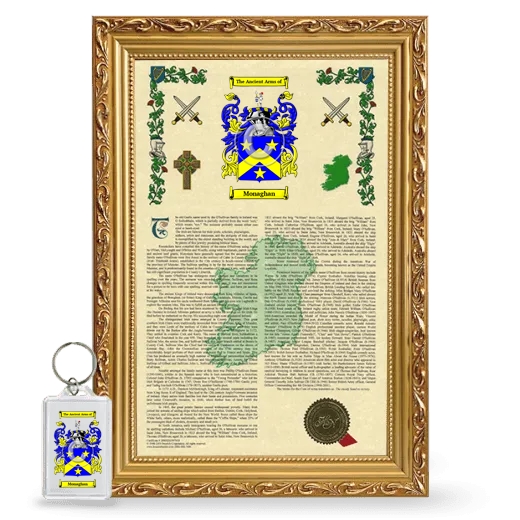 Monaghan Framed Armorial History and Keychain - Gold