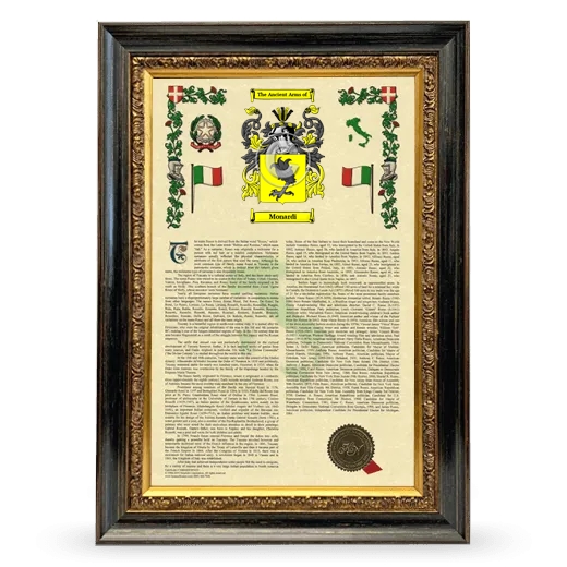 Monardi Armorial History Framed - Heirloom