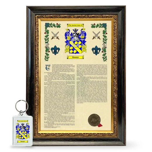 Maunys Framed Armorial History and Keychain - Heirloom