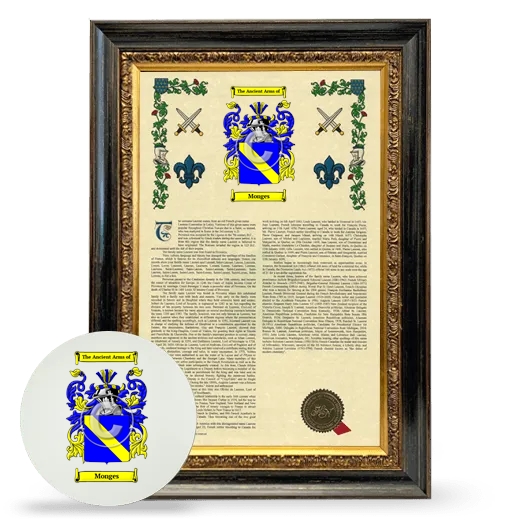 Monges Framed Armorial History and Mouse Pad - Heirloom