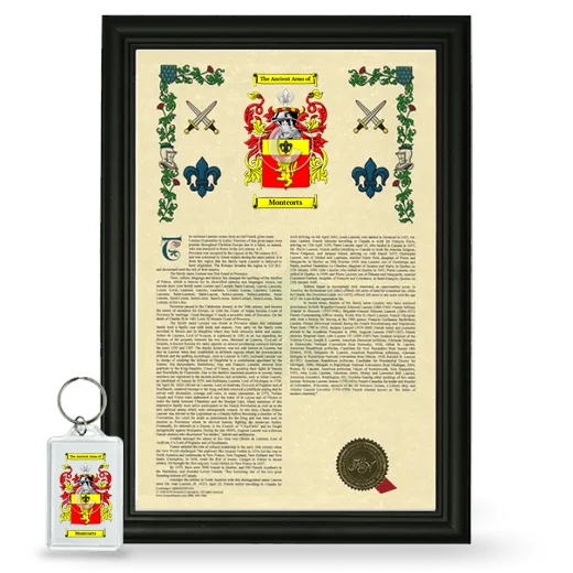 Montcorts Framed Armorial History and Keychain - Black