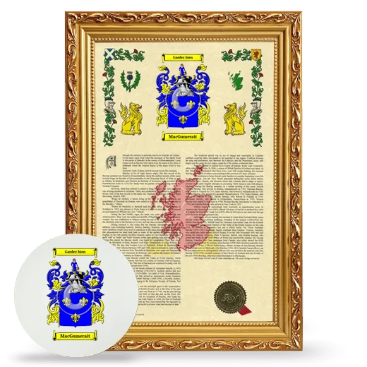 MacGumerait Framed Armorial History and Mouse Pad - Gold