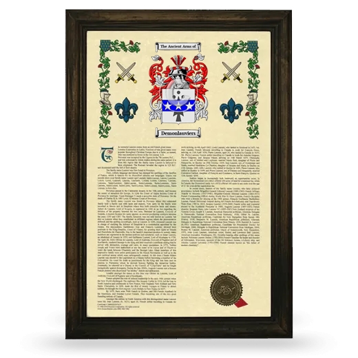 Demonlauviers Armorial History Framed - Brown
