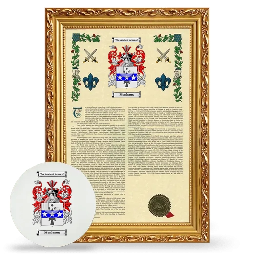 Monleaux Framed Armorial History and Mouse Pad - Gold