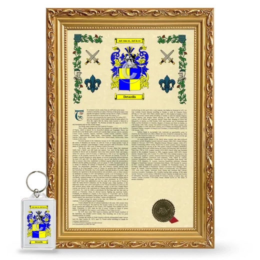 Detardis Framed Armorial History and Keychain - Gold