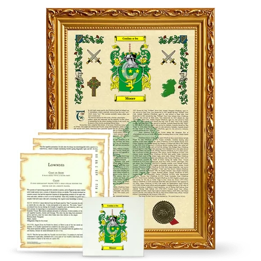 Moore Framed Armorial, Symbolism and Large Tile - Gold