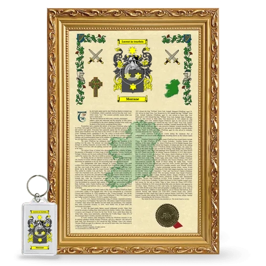 Morrane Framed Armorial History and Keychain - Gold