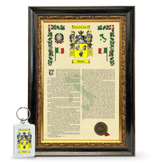 Murano Framed Armorial History and Keychain - Heirloom