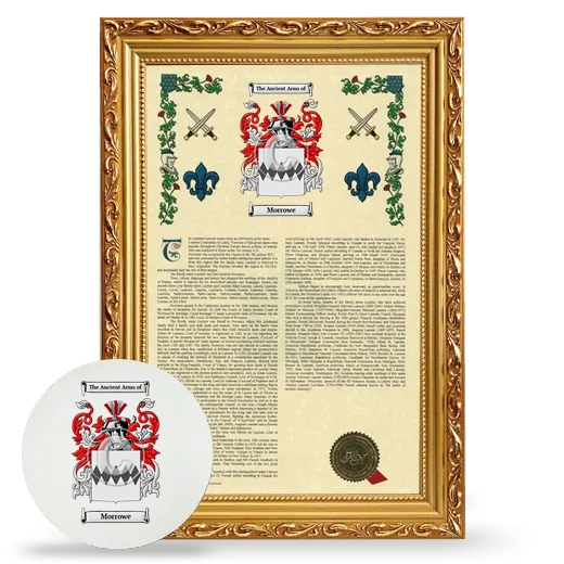 Morrowe Framed Armorial History and Mouse Pad - Gold