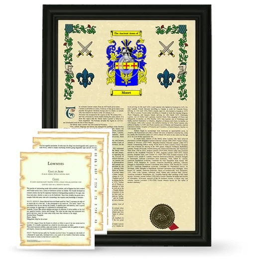 Moret Framed Armorial History and Symbolism - Black