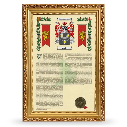 Mawley Armorial History Framed - Gold