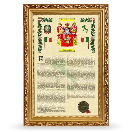 Moscardino Armorial History Framed - Gold