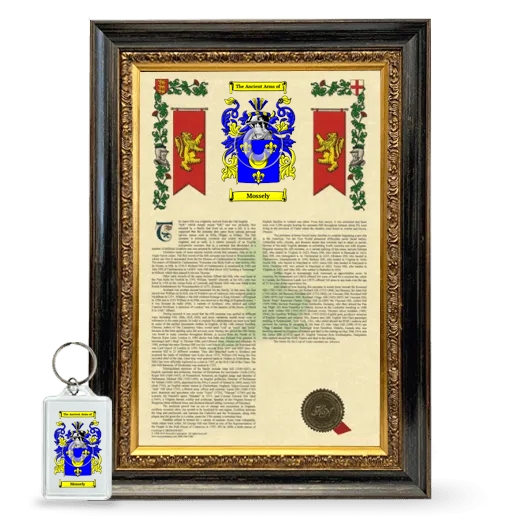 Mossely Framed Armorial History and Keychain - Heirloom