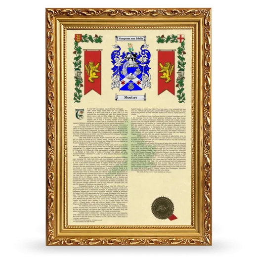 Moutrry Armorial History Framed - Gold