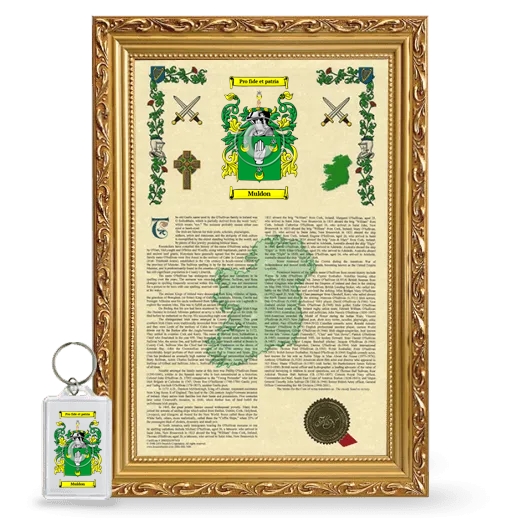 Muldon Framed Armorial History and Keychain - Gold