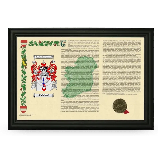 O'Mulland Armorial Landscape Framed - Black