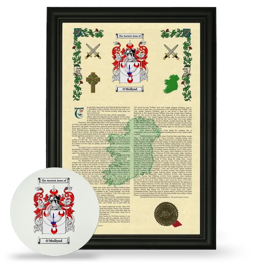 O'Mullynd Framed Armorial History and Mouse Pad - Black