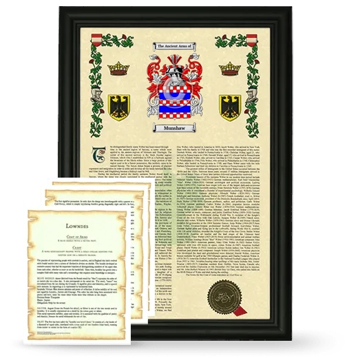 Munshaw Framed Armorial History and Symbolism - Black