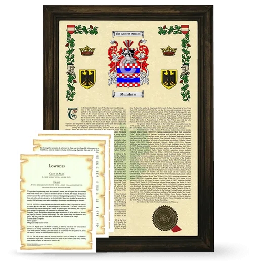 Munshaw Framed Armorial History and Symbolism - Brown