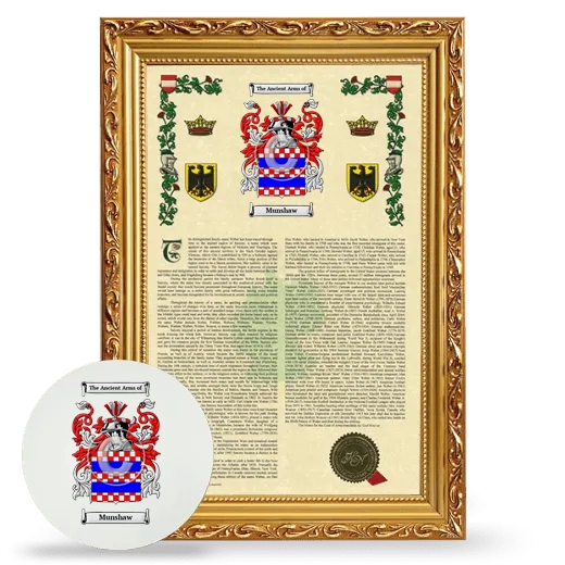 Munshaw Framed Armorial History and Mouse Pad - Gold