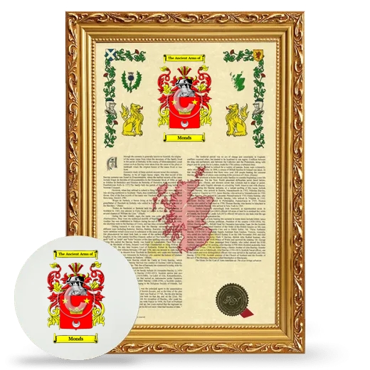 Monds Framed Armorial History and Mouse Pad - Gold